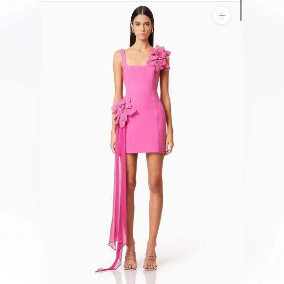 elliatt janelle pink 3d oversized floral flower long sash mini dress size XL NEW - Picture 10 of 10